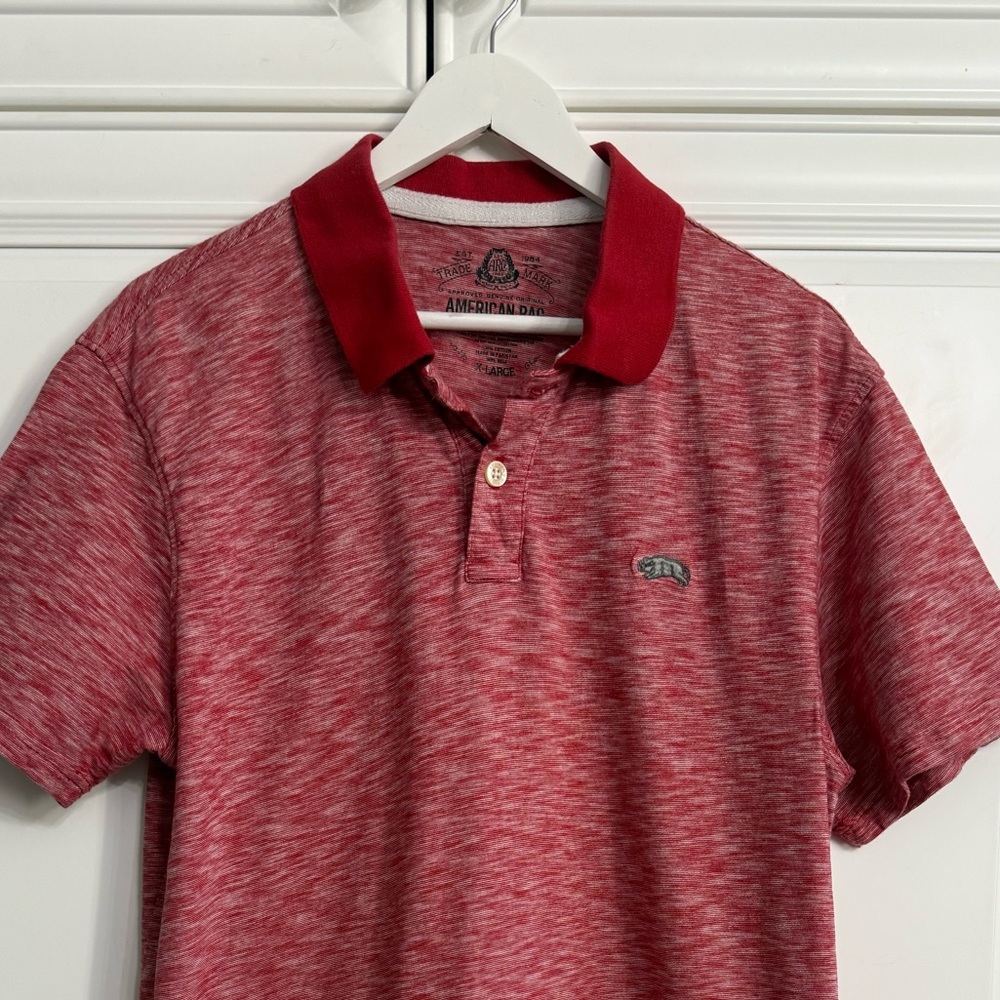 American Rag Men's XL Red and White Short Sleeve Cotton Polo Shirt Golf Tennis - Picture 3 of 8